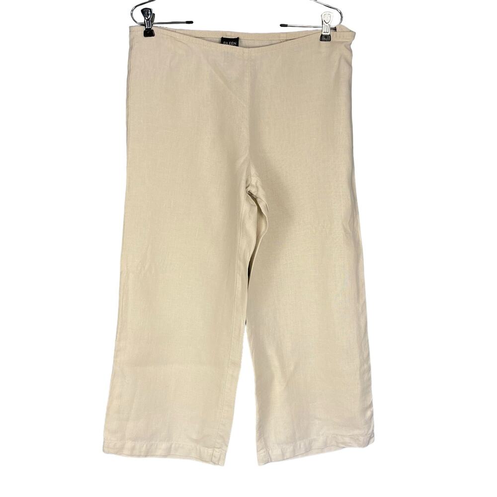 Eileen Fisher Cream Wide Leg Cropped Pants
